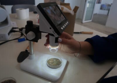 Habitat crew carrying out experiments